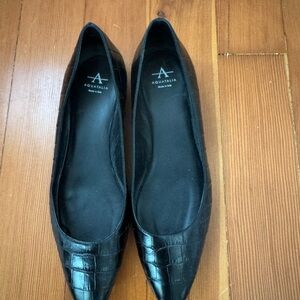Aquatalia Black Croc-Embossed Flats